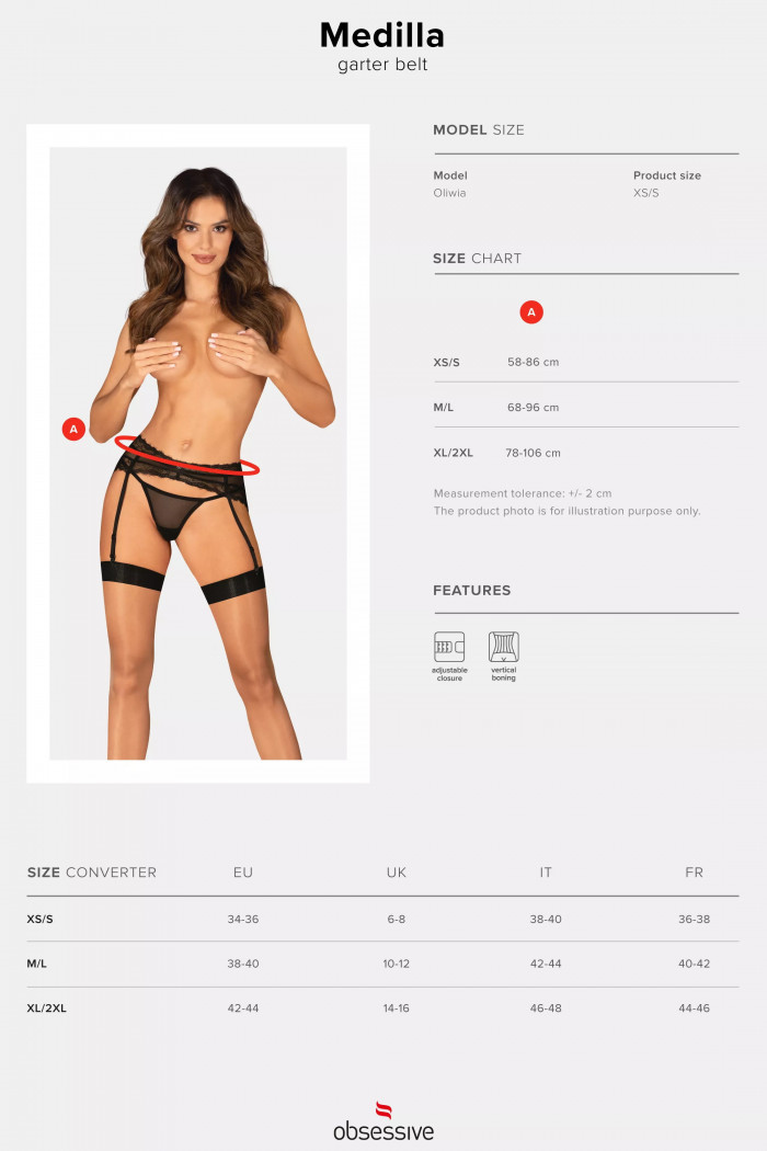 Пояс для чулок кружевной Obsessive Medilla  — Заказать онлайн с доставкой