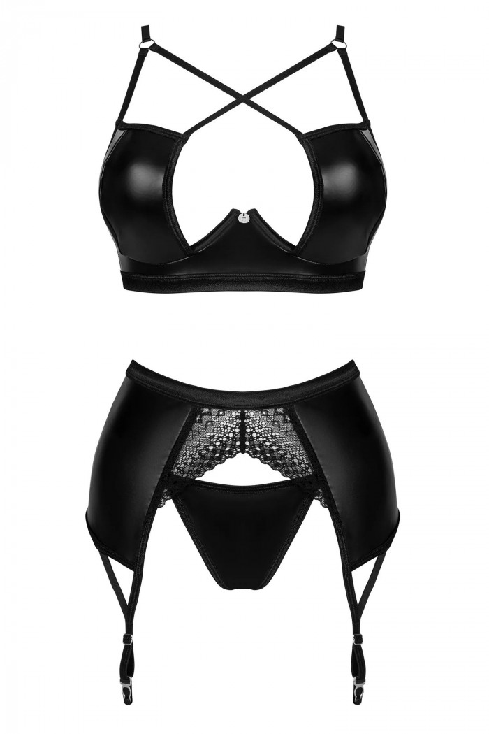 Комплект латексный с поясом для чулок Obsessive Norides garter belt set  — Заказать онлайн с доставкой