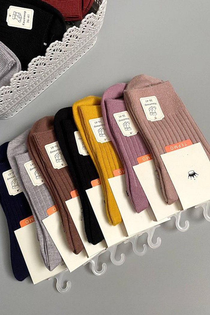 Шкарпетки в рубчик жіночі з кашеміром Dorin BY291 — Купити в Dorin.shop | Ціна, Фото