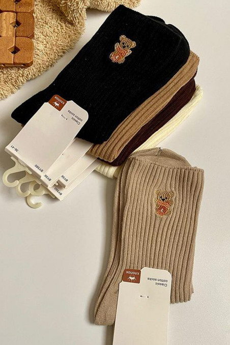 Шкарпетки бавовняні в рубчик з ведмедиками Dorin BY560 Teddy — Купити в Dorin.shop | Ціна, Фото