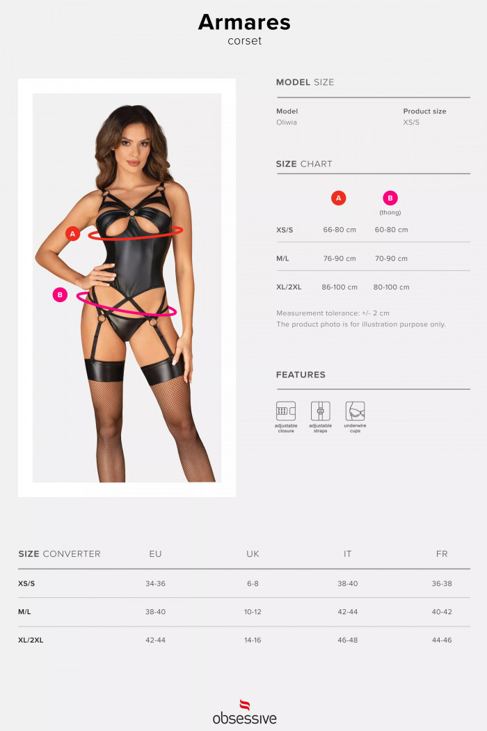Корсет латексний з трусиками Obsessive Armares corset — Купити в Dorin.shop | Ціна, Фото