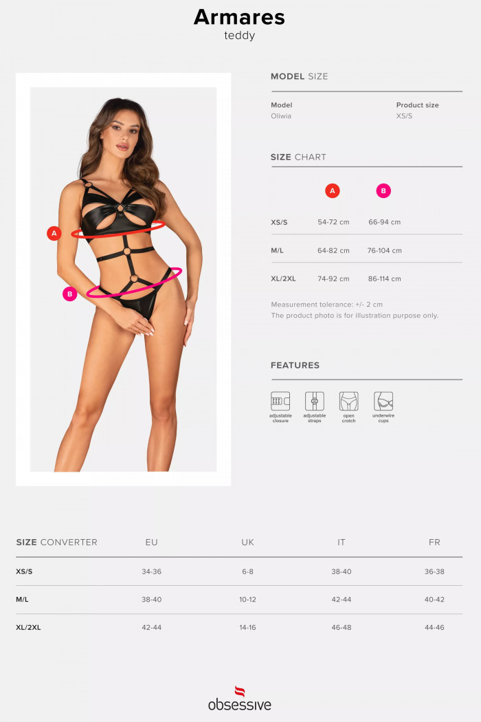 Боді латексне під шкіру з відкритим доступом Obsessive Armares — Купити в Dorin.shop | Ціна, Фото