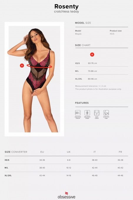 Боді жіноче з доступом Obsessive Rosenty otwarte — Купити в Dorin.shop | Ціна, Фото