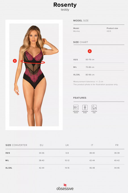 Боді жіноче мереживне Obsessive Rosenty — Купити в Dorin.shop | Ціна, Фото