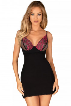 Комбінація нічна сатинова з трусиками Obsessive Rosenty chemise — Купити в Dorin.shop | Ціна, Фото