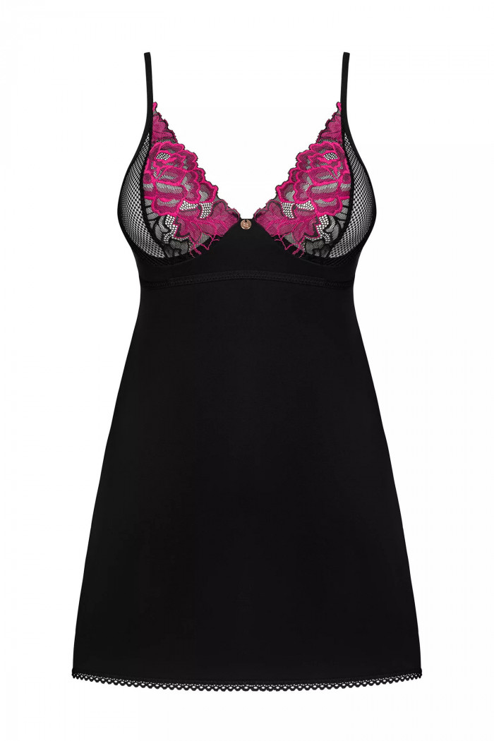 Комбинация ночная сатиновая с трусиками Obsessive Rosenty chemise  — Заказать онлайн с доставкой