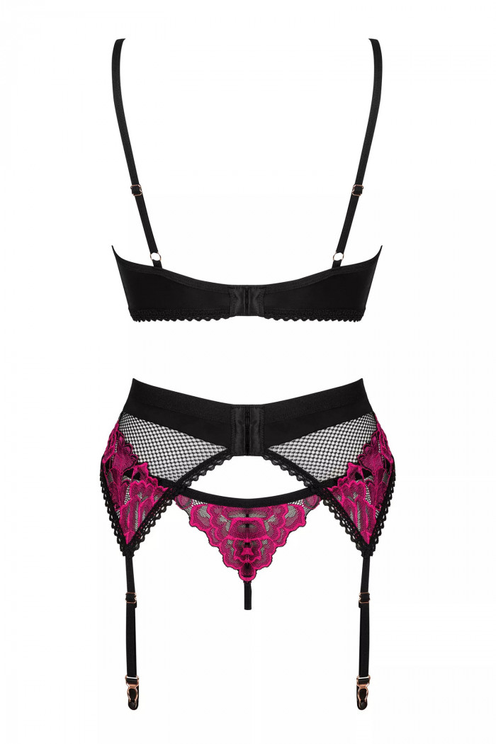 Комплект белья - бюст, трусики, пояс Obsessive Rosenty garter belt set  — Заказать онлайн с доставкой