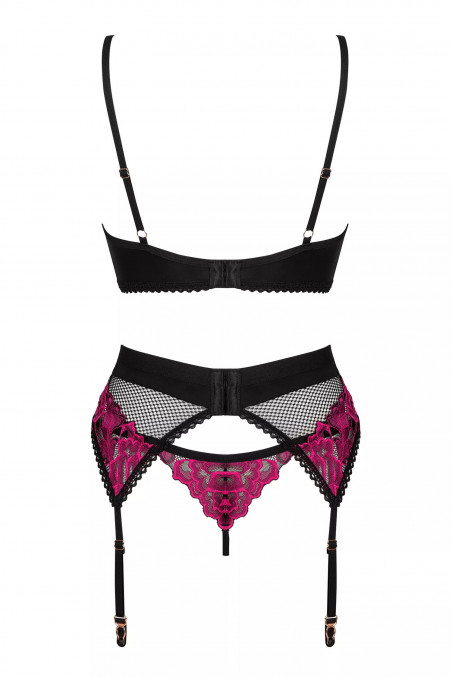 Комплект белья - бюст, трусики, пояс Obsessive Rosenty garter belt set  — Заказать онлайн с доставкой