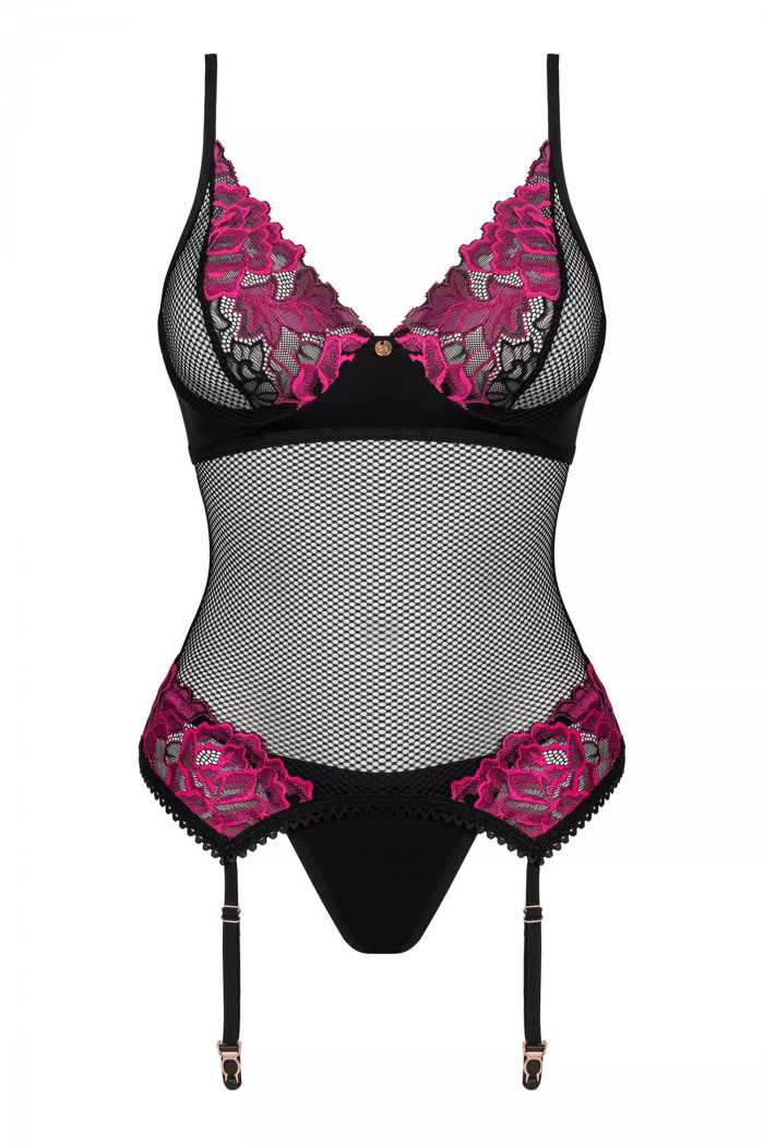 Корсет кружевной с трусиками Obsessive Rosenty corset  — Заказать онлайн с доставкой