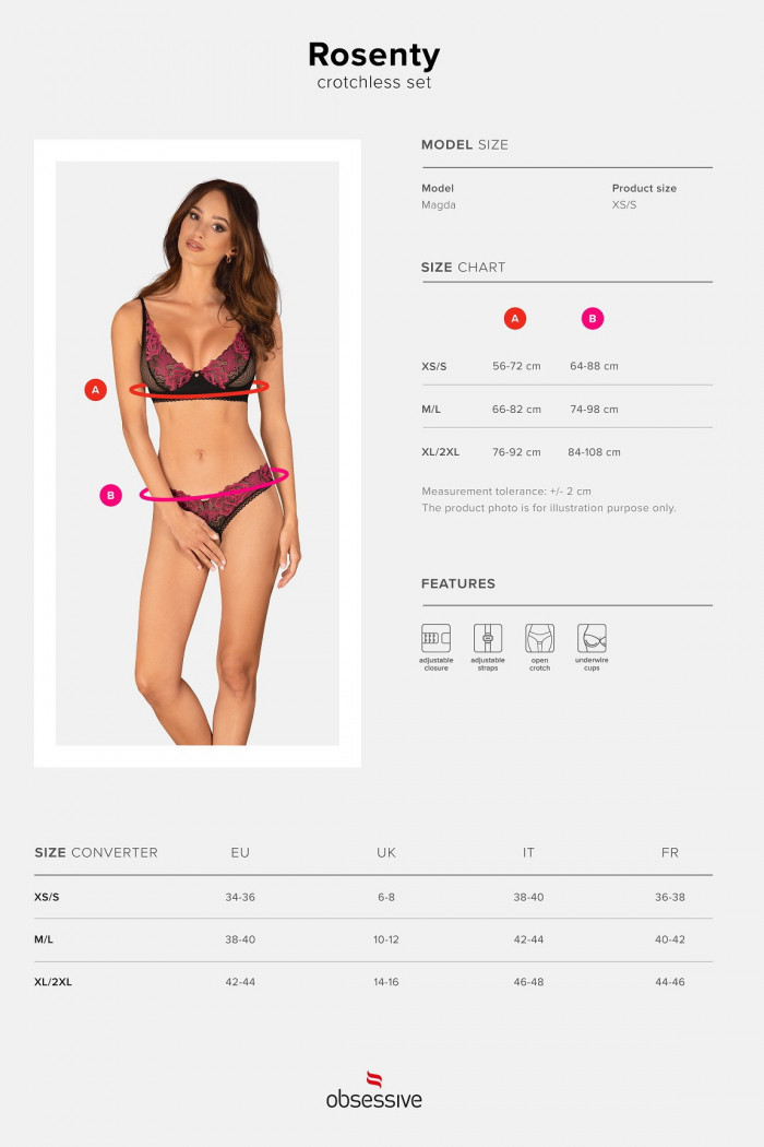 Комплект білизни - бюст і відкриті трусики Obsessive Rosenty set — Купити в Dorin.shop | Ціна, Фото