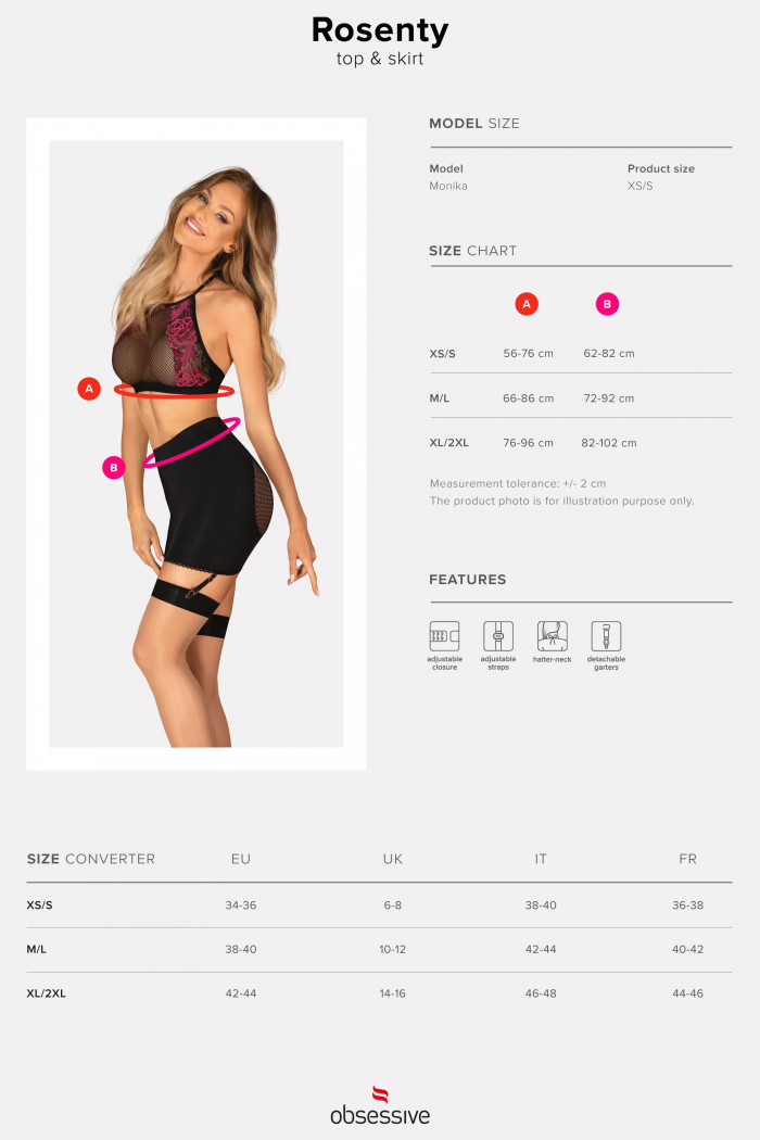 Комплект белья - топ и юбка с подвязками Obsessive Rosenty top  — Заказать онлайн с доставкой