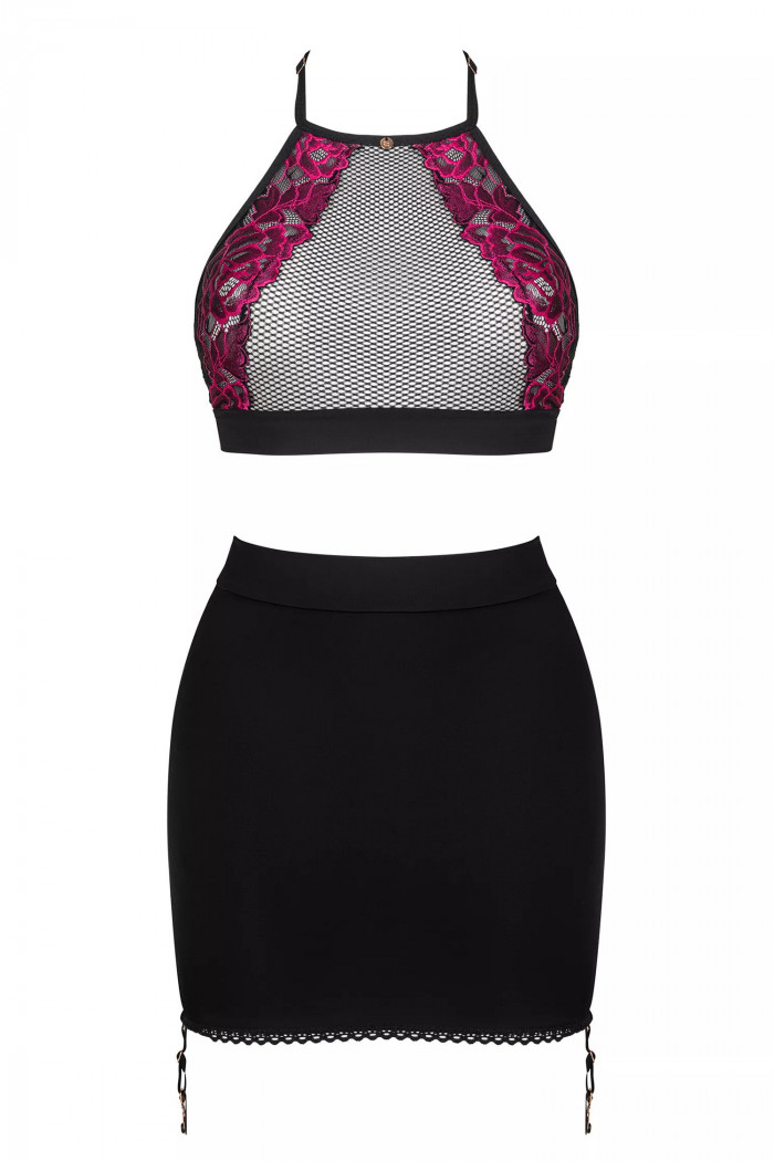 Комплект белья - топ и юбка с подвязками Obsessive Rosenty top  — Заказать онлайн с доставкой