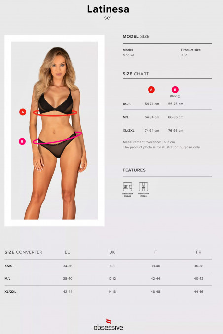 Комплект білизни прозорий Obsessive Latinesa set — Купити в Dorin.shop | Ціна, Фото