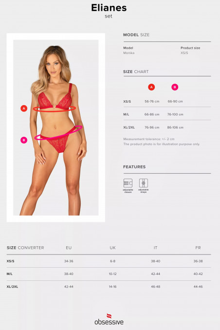 Комплект білизни мереживний Obsessive Elianes set — Купити в Dorin.shop | Ціна, Фото