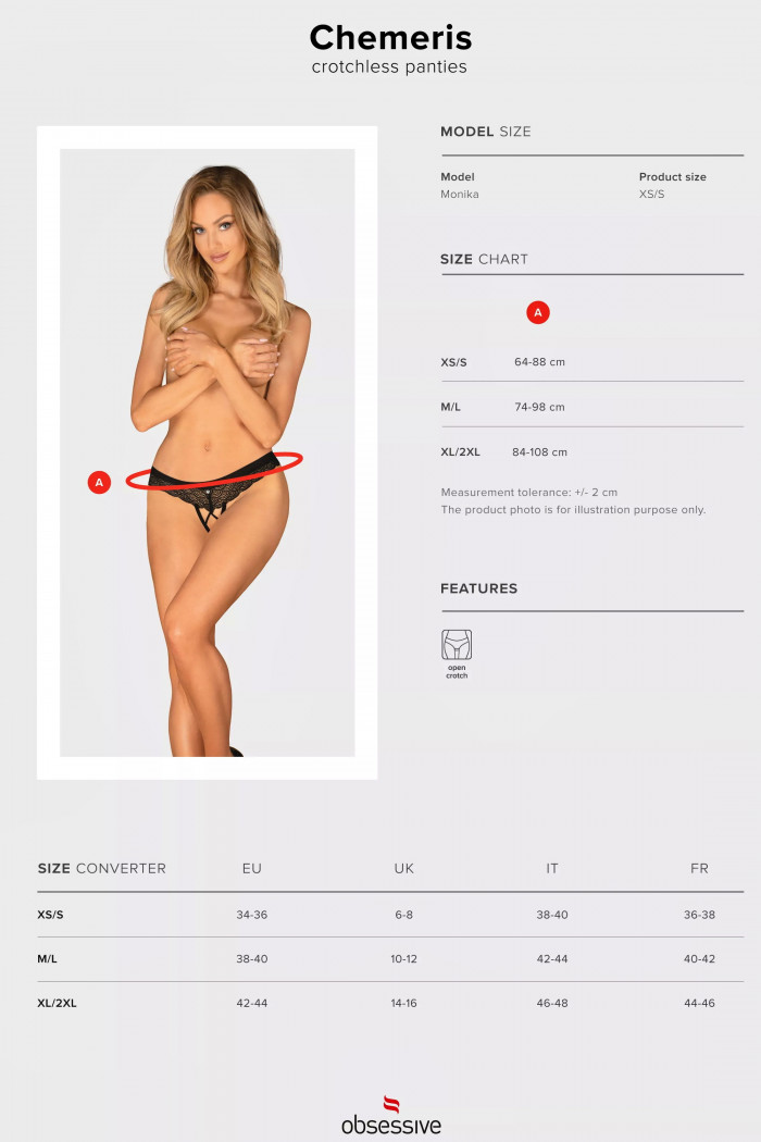 Трусики з інтимним вирізом Obsessive Chemeris otwarte — Купити в Dorin.shop | Ціна, Фото