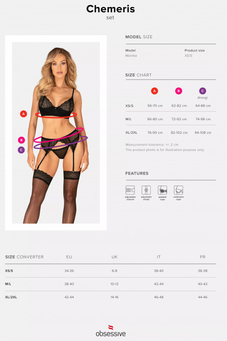 Комплект білизни - бюст, трусики, пояс Obsessive Chemeris set — Купити в Dorin.shop | Ціна, Фото