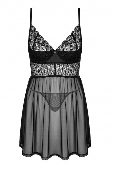 Прозорий пеньюар з трусиками Obsessive Chemeris babydoll — Купити в Dorin.shop | Ціна, Фото