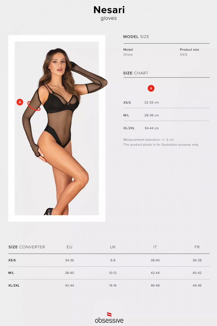 Рукавички-сіточка з відкритими пальчиками Obsessive Nesari — Купити в Dorin.shop | Ціна, Фото