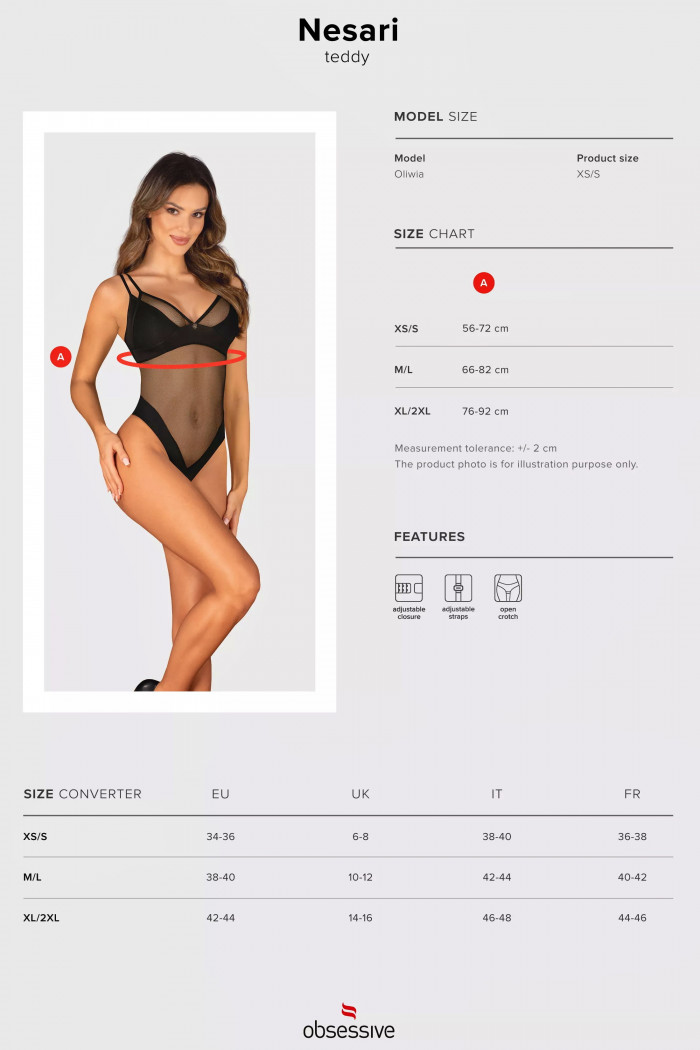 Боди гладкий с доступом бикини Obsessive Nesari  — Заказать онлайн с доставкой