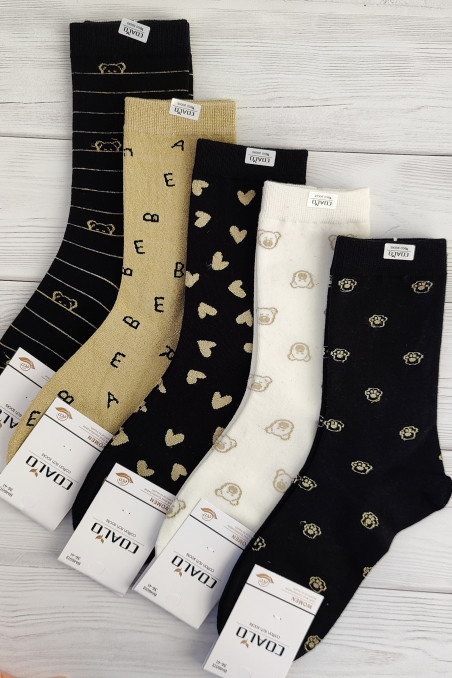 Шкарпетки бавовняні з люрексом InSecret Coalo BM6013-01 — Купити в Dorin.shop | Ціна, Фото