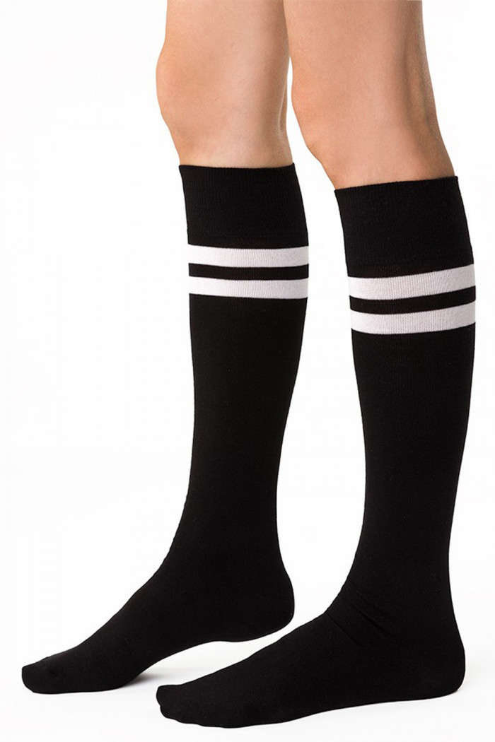 Гольфы хлопковые в рубчик с полосками InSecret BY619  — Заказать онлайн с доставкой