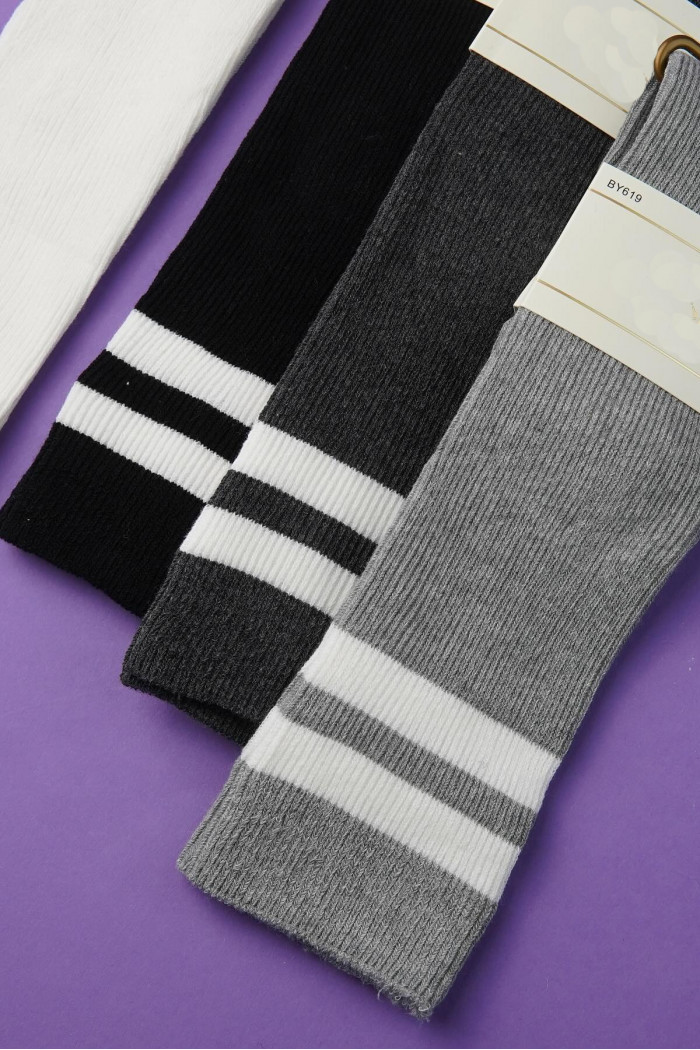 Гольфы хлопковые в рубчик с полосками InSecret BY619  — Заказать онлайн с доставкой