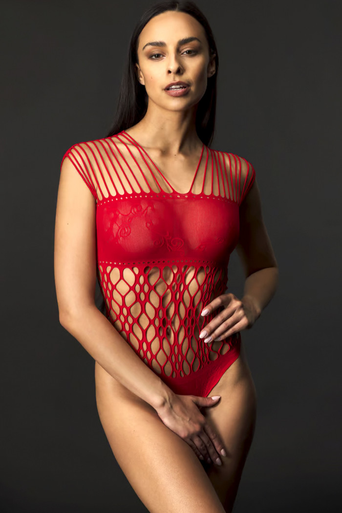 Боді-сітка з відкритим доступом Passion BS 035 Red — Купити в Dorin.shop | Ціна, Фото