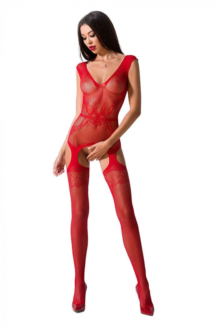 Бодистокинг сетка с вырезом Passion BS 062 Red  — Заказать онлайн с доставкой