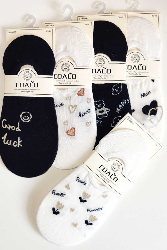 Следы-Носочки короткие хлопковые с принтом Coalo BM6903 Flowers  — Заказать онлайн с доставкой