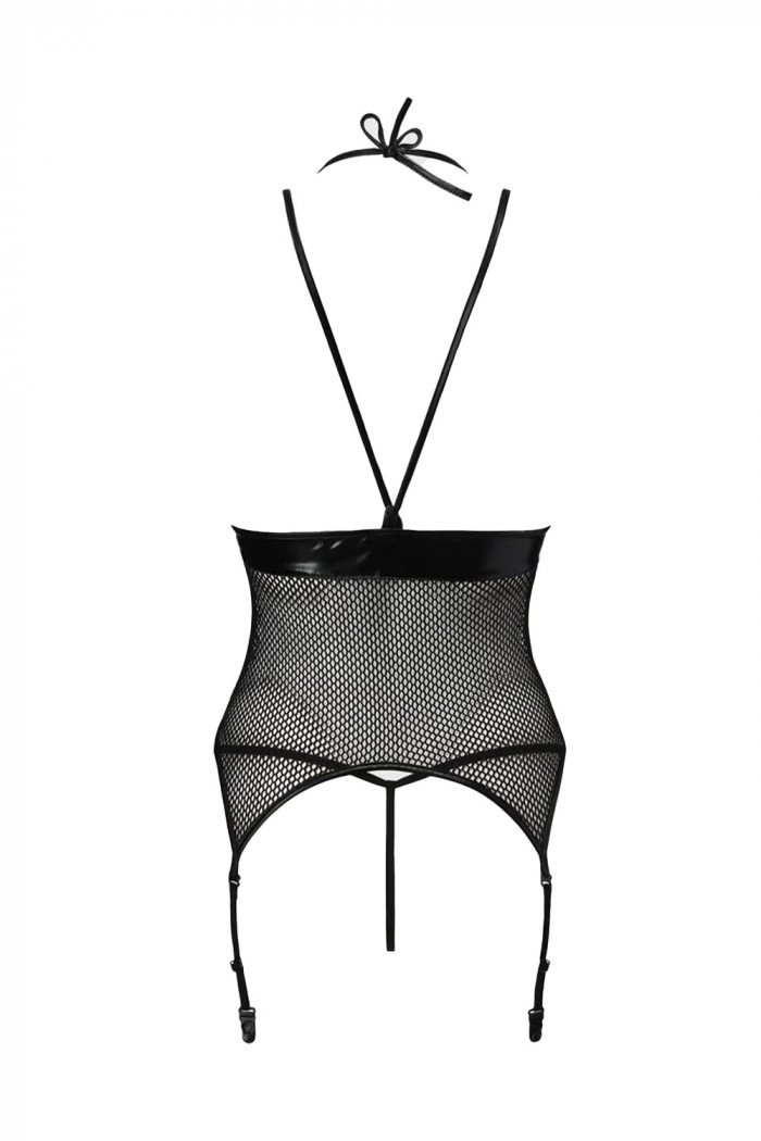 Корсет из сетки с латексом и трусиками Passion Katriss  — Заказать онлайн с доставкой