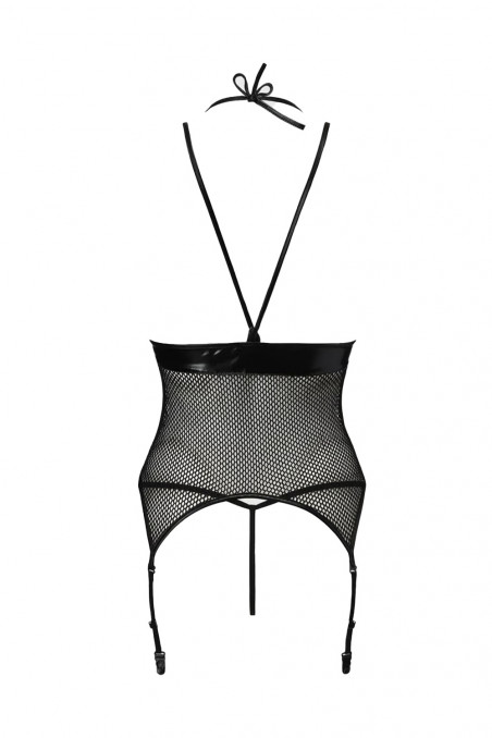 Корсет из сетки с латексом и трусиками Passion Katriss  — Заказать онлайн с доставкой