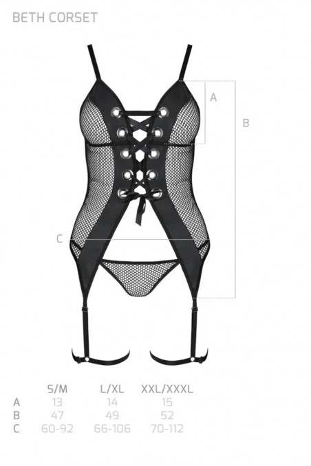 Корсет зі шнурівкою, трусиками і гартерами Passion Beth — Купити в Dorin.shop | Ціна, Фото
