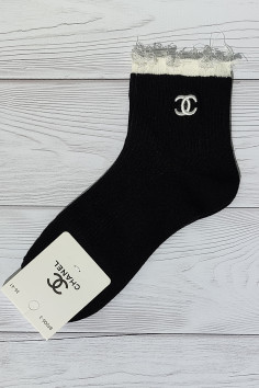 Шкарпетки бавовняні в рубчик "Chanel" BF006-3 — Купити в Dorin.shop | Ціна, Фото 2