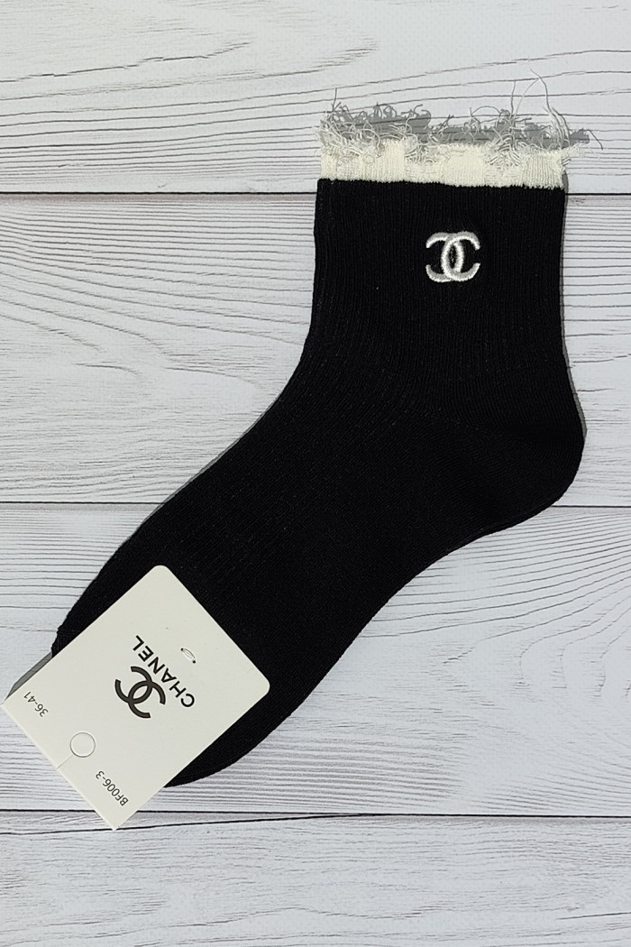 Шкарпетки бавовняні в рубчик "Chanel" BF006-3 — Купити в Dorin.shop | Ціна, Фото