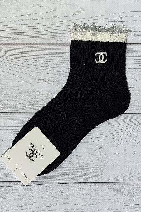Шкарпетки бавовняні в рубчик "Chanel" BF006-3 — Купити в Dorin.shop | Ціна, Фото