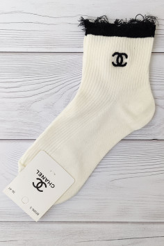 Шкарпетки бавовняні в рубчик "Chanel" BF006-3 — Купити в Dorin.shop | Ціна, Фото