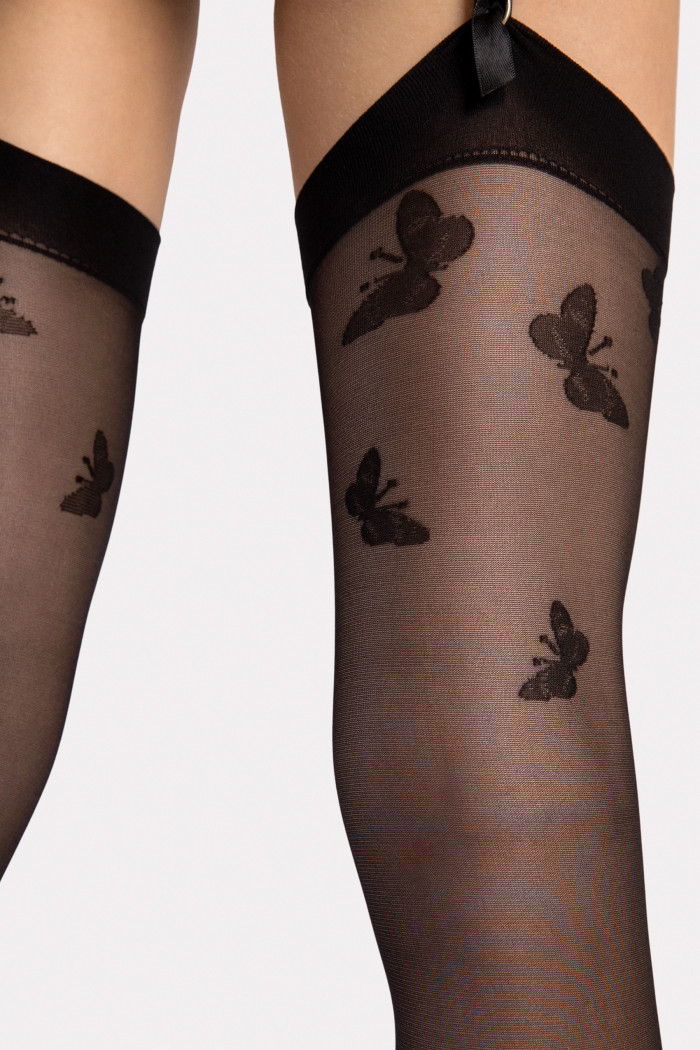 Чулки под пояс с принтом Бабочки Fiore FARFALLE 20 den O4111  — Заказать онлайн с доставкой
